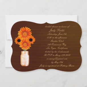 Rustic Orange Mason Jar Invitation nuptiale douche