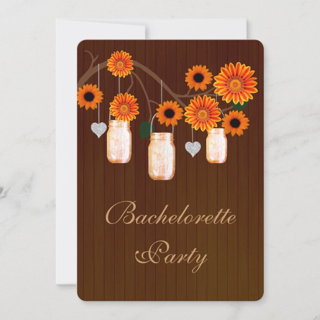 Rustic Orange Mason Jars Bachelorette Invitation (Devant)
