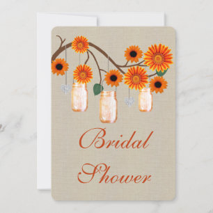Rustic Orange Mason Jars Invitation de la douche n