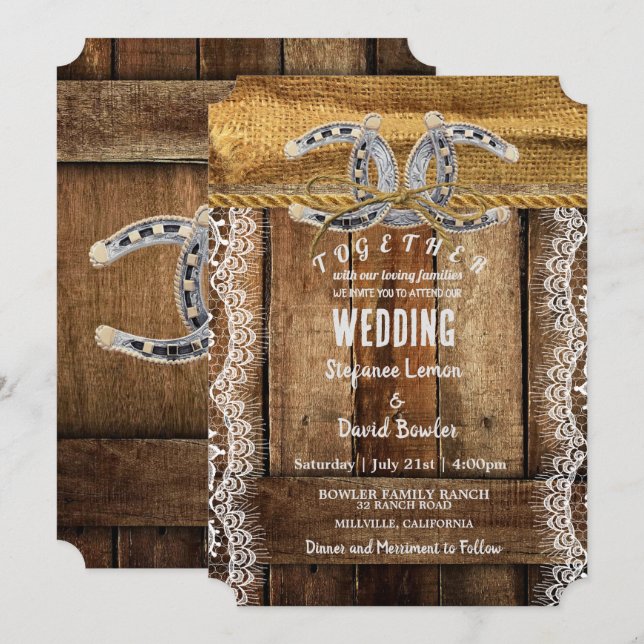 Rustic Pays Occidental Mariages Invitations (Devant / Derrière)