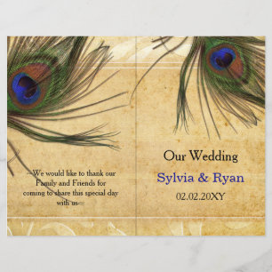 Rustic Peacock Feather bookfold Programme de maria
