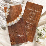 Rustic Pearls and Barn Wood Country Wedding Menu<br><div class="desc">Announce what you will be service at your casual yet classy engagement barn party, bridal shower or marriage reception dinner with the charming and elegant Rustic Pearls and Barn Wood Country Wedding Menu. This casual yet classy custom western ranch style menu features a quaint photograph of a white pearl necklace...</div>