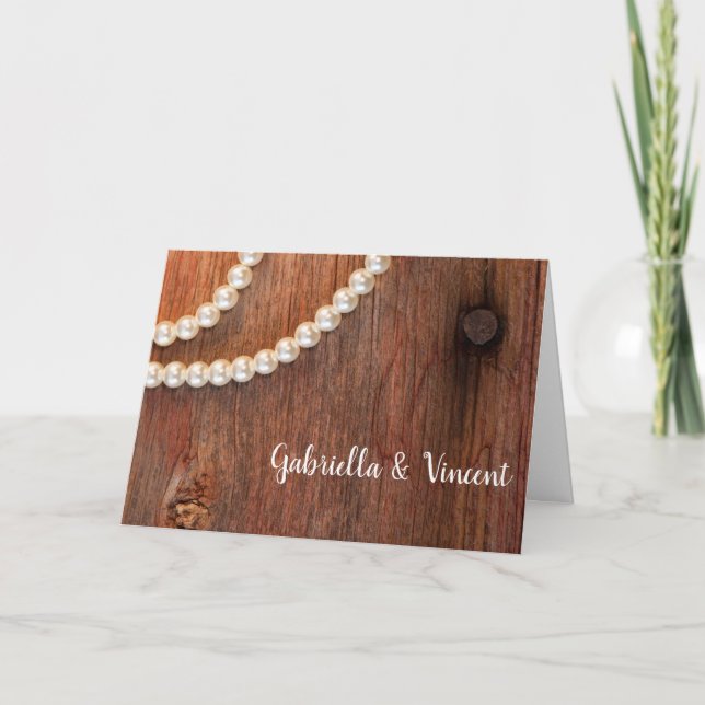 Rustic Pearls Country Grange Faire-part de mariage (Devant)