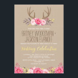 Rustic Peony et Deer Antler Wedding Invitations<br><div class="desc">Rustic Peony et Deer Antler Wedding Invitations - présente un arrière - plan imprimé en papier kraft avec des bois de cerfs, des pivoines roses et des feuilles imprimés en feuille d'or et des lettres assorties. Les invitations à un mariage avec un cerf peuvent être entièrement customisées en utilisant le...</div>
