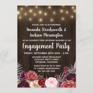 Rustic Peony Marsala Invitations de la partie d'en