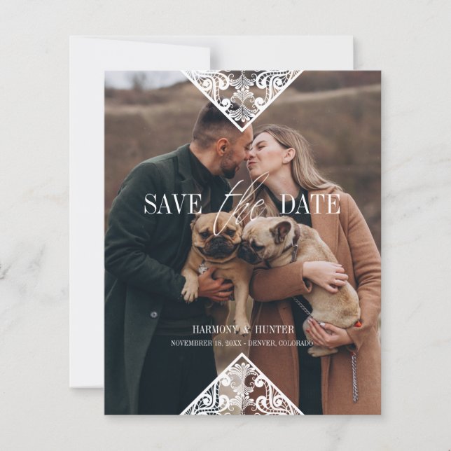 Rustic Pet Photo Lace Effect Whimsical Typography (Devant)