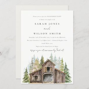 Rustic Pine Forest Barnyard Fiançailles Invitation