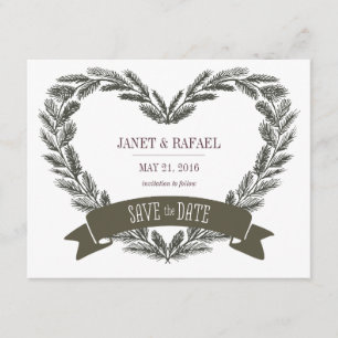 Rustic Pine Heart Enregistrer la carte de date