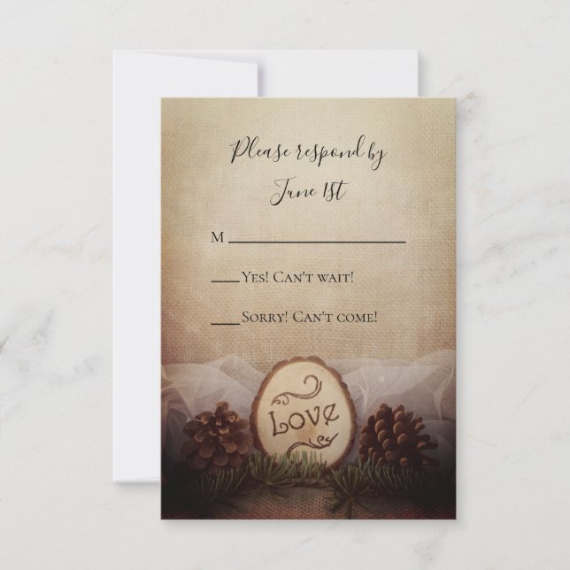 Rustic Pines Woods Mariage RSVP Réponse (Devant)