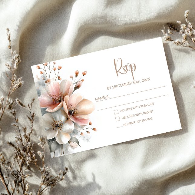 Rustic Pink Floral Wedding RSVP (Créateur téléchargé)