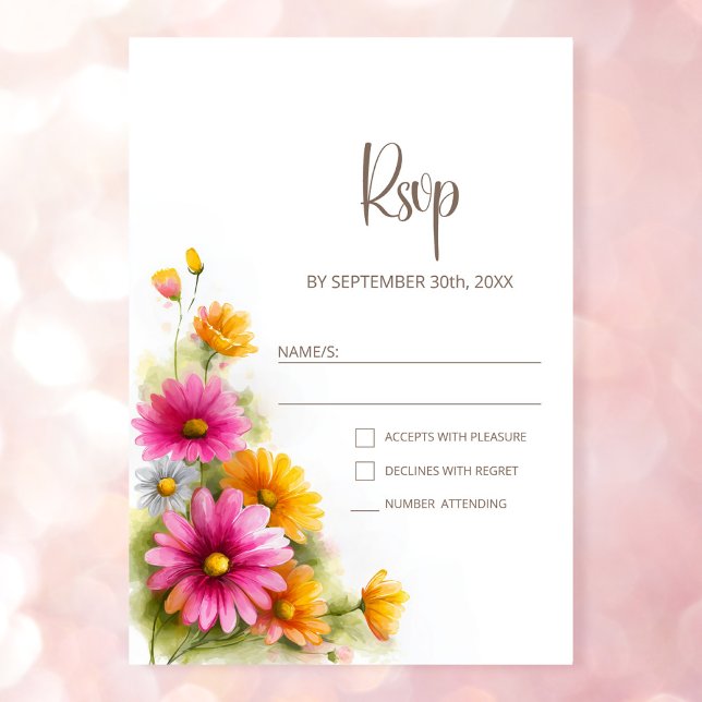 Rustic Pink Orange Floral Wedding RSVP (Créateur téléchargé)