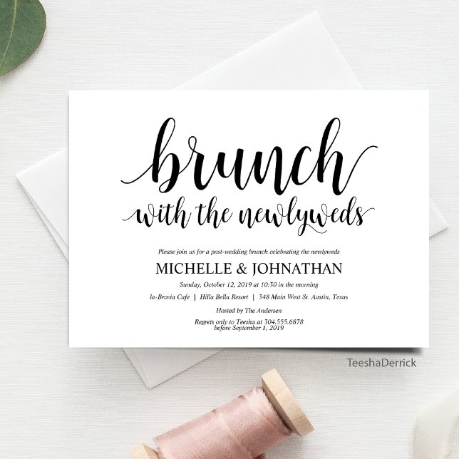 Rustic Post Mariage Brunch Invitation Card (Brunch With The Newlyweds, Post Wedding Elopement Celebration Invitation Card)