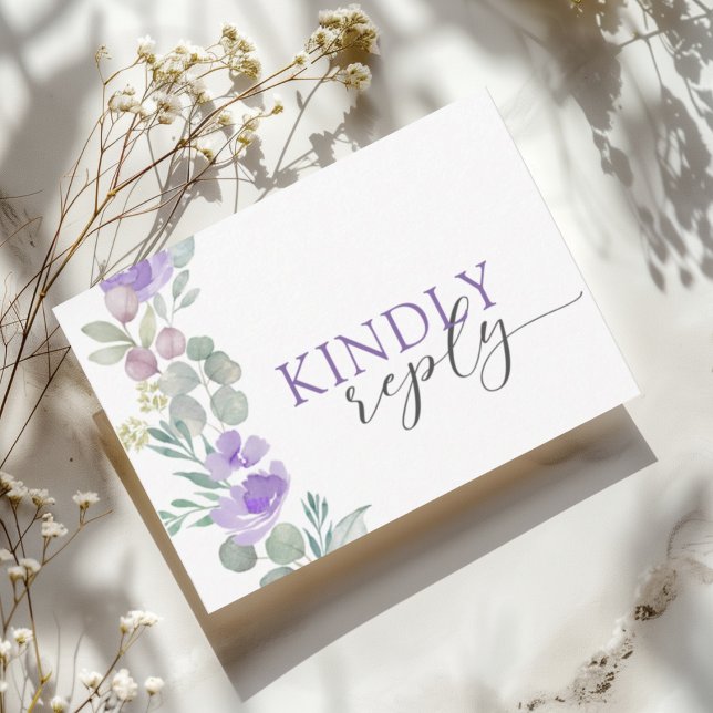 Rustic Purple Floral Watercolor Wedding RSVP (Créateur téléchargé)