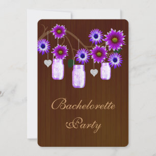 Rustic Purple Mason Jars Bachelorette Invitation d