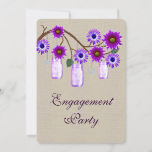 Rustic Purple Mason Jars Engagement Invitation