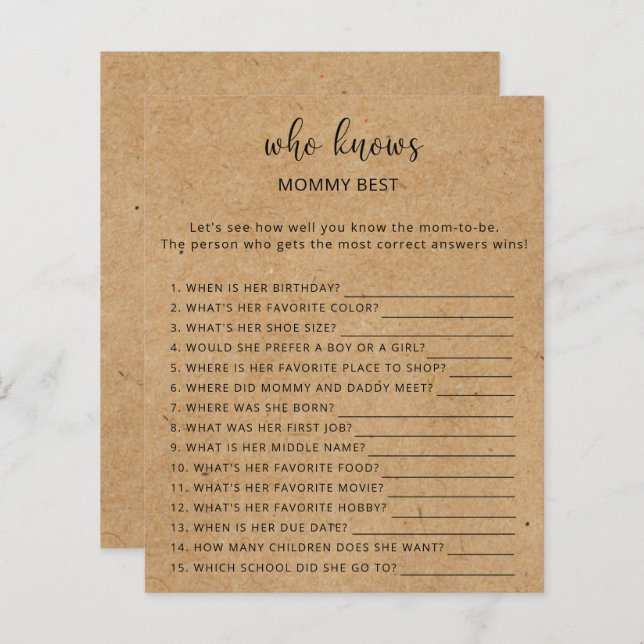 Rustic - Qui connaît maman meilleur jeu (Devant / Derrière)