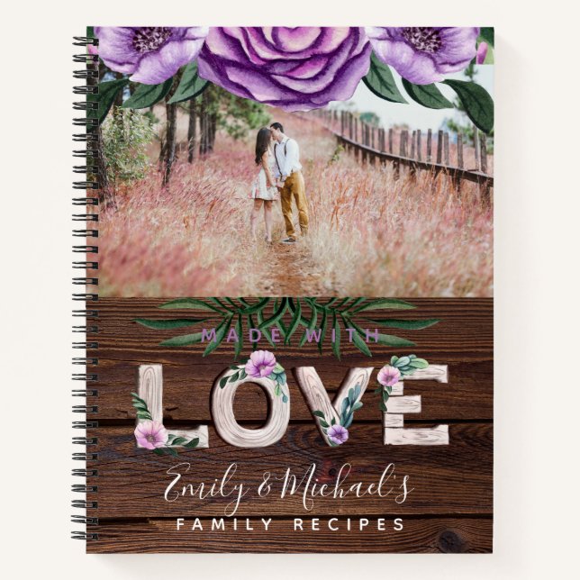 Rustic Recette Livre Heirloom Mariage Photo Cadeau (Devant)