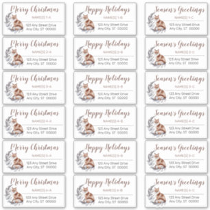 Rustic Red Fox Étiquettes de adresse de Noël