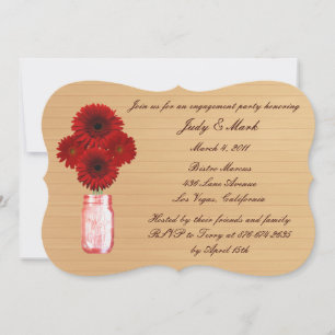 Rustic Red Mason Jar Invitation de la partie d'eng