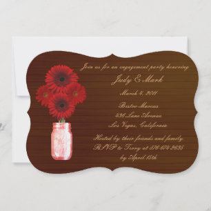 Rustic Red Mason Jar Invitation de la partie d'eng