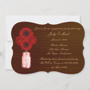 Rustic Red Mason Jar Invitation de la partie d'eng
