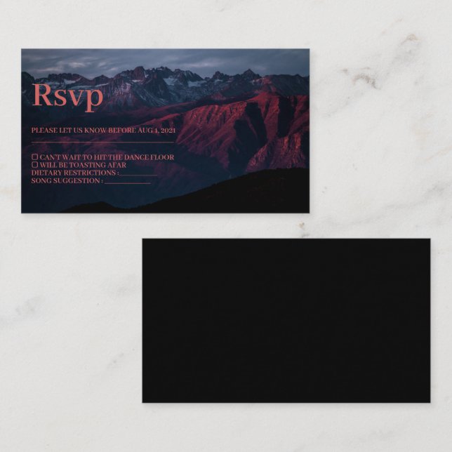 Rustic Red Mountains Wedding Carte Rsvp (Devant / Derrière)