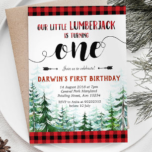 Rustic Red Plaid Boy Invitation d'anniversaire