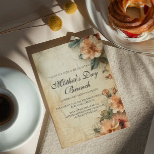 Rustic Retro Style Mère's Day Brunch Invitation