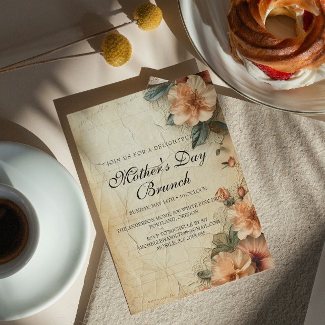 Rustic Retro Style Mère's Day Brunch Invitation (Créateur téléchargé)