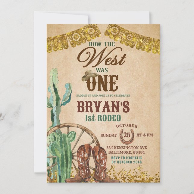 Rustic Rodeo Cowboy Invitation d'anniversaire (Devant)