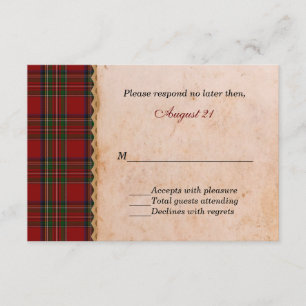 Rustic Royal Stewart Plaid Wedding RSVP