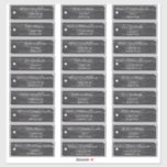 Rustic Scrapbook Black Tags Étiquette de adresse i<br><div class="desc">Entrez les noms et l'adresse de vos invités pour créer des étiquettes de courrier personnalisés pour envoyer des invitations. Ces autocollants étiquette de adresse avec des étiquettes noires avec un style rustique et des lettres blanches dans un style amusant, écrit à la main avec les noms de vos invités en...</div>