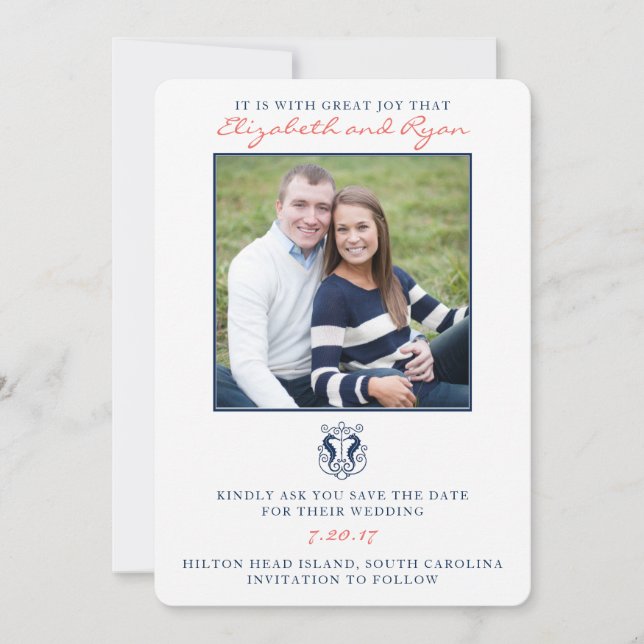 Rustic Seahorse Enregistrer le Carte photo de date (Devant)