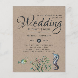 Rustic Seahorse Ocean Mariage de mer Invite Budget