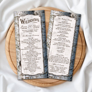 Rustic Silver Birch Tree Programme de mariage