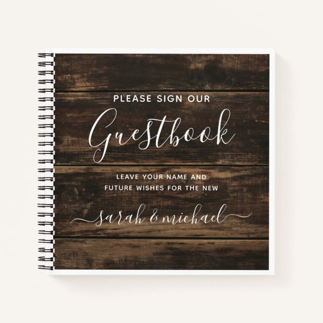 Rustic Simple Elegant Grange Bois Mariage Livre d' (Devant)