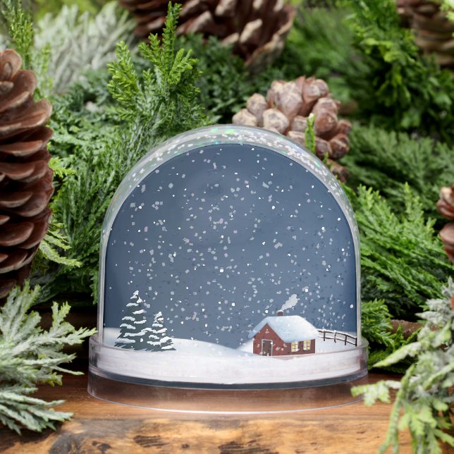 Rustic Snowy Cabin Scene Snow Globe (Hiver)