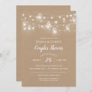 Rustic String Lights Couples Douche Invitation