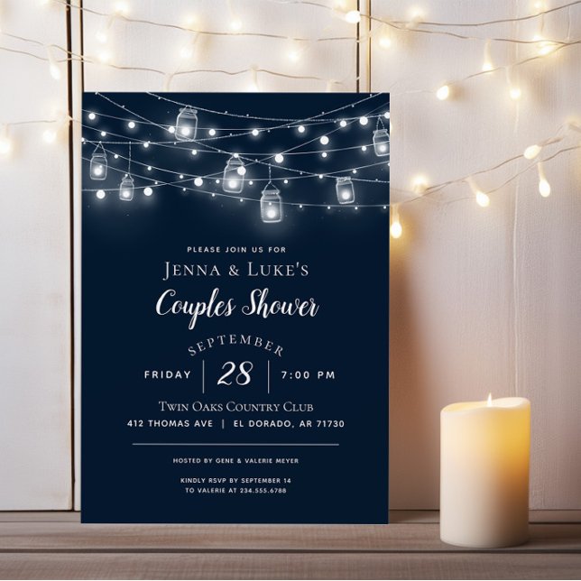 Rustic String Lights Couples Douche Invitation (Créateur téléchargé)
