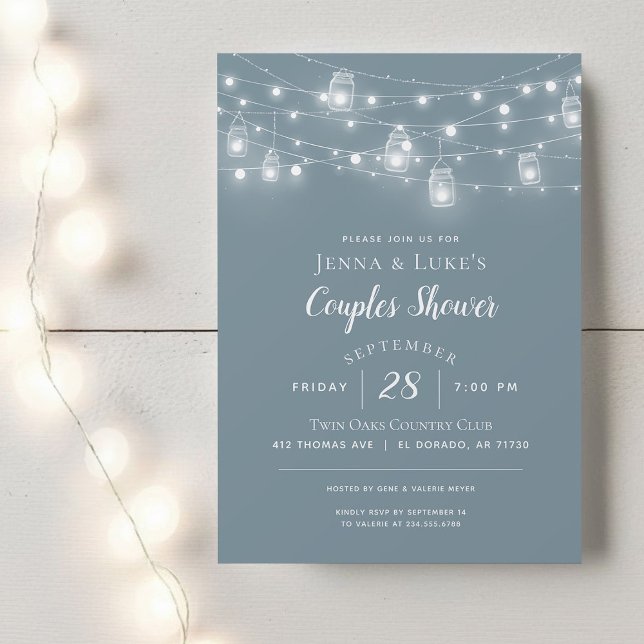 Rustic String Lights Couples Douche Invitation (Créateur téléchargé)