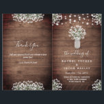 Rustic String Lights Mason Jar Wedding Programme d<br><div class="desc">Ce design mariage présente des fleurs d'haleine d'aquarelle de bébé dans un vase en bocal de maçon sur un arrière - plan en bois rustique avec des lampes à cordes. Cliquez sur le bouton personnaliser pour plus de flexibilité dans la modification du texte. Des variantes de cette conception, différents types...</div>