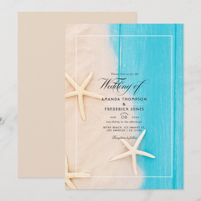 Rustic Summer Beach Wedding Invitation (Devant / Derrière)