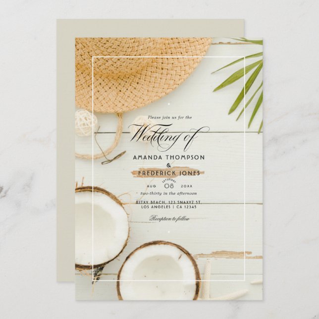 Rustic Summer Beach Wedding Invitation (Devant / Derrière)