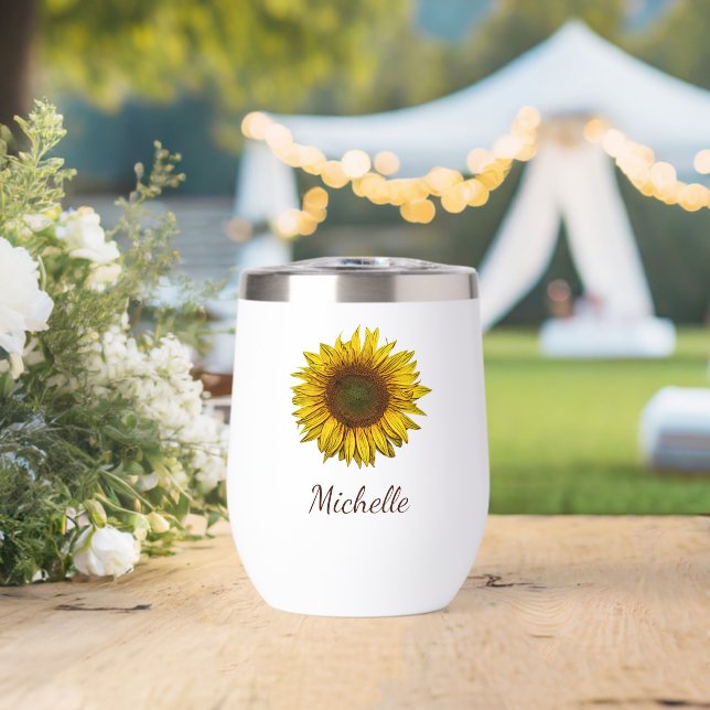 Rustic Sunflower Boho Botanical Personalized (Mariage (pivoté))