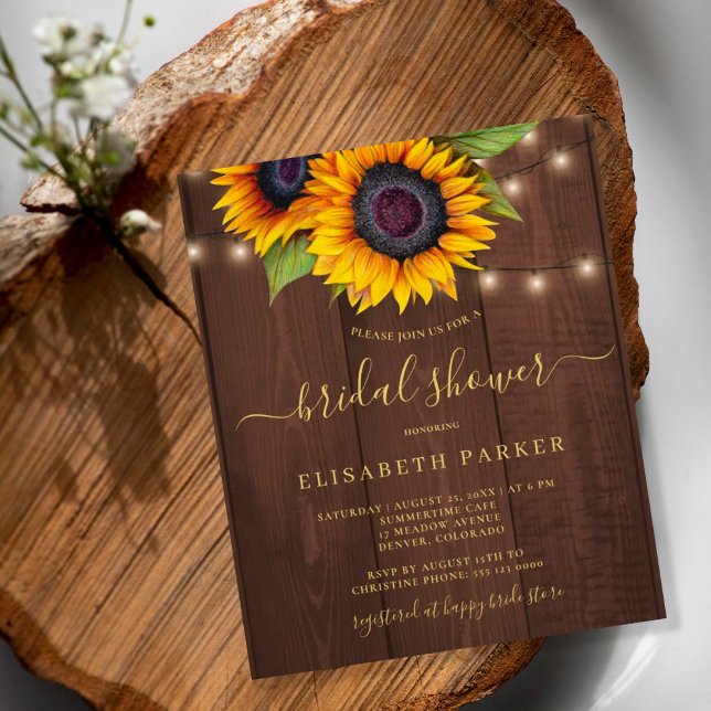 Rustic sunflower BUDGET bridal shower invitation (Créateur téléchargé)