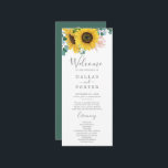 Rustic Sunflower Eucalyptus Programme de mariage<br><div class="desc">Ce programme rustique de mariage d'eucalyptus de tournesol est parfait pour un mariage campagnard. Le design floral bohème présente des tournesols jaunes, des fleurs roses rousses et une végétation d'eucalyptus vert chasseur dans l'aquarelle avec une élégante touche moderne de saumonier. Inclure le nom de la mariée et du marié, la...</div>