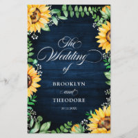 Rustic Sunflower Programme de mariage respiratoire