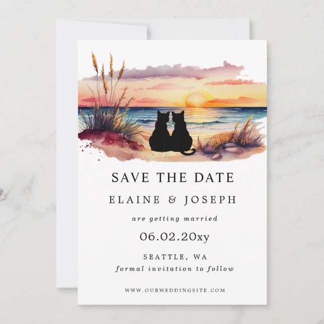 Rustic Sunset Beach Save The Date Cards (Devant)