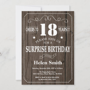 Rustic Surprise 18e anniversaire Invitation