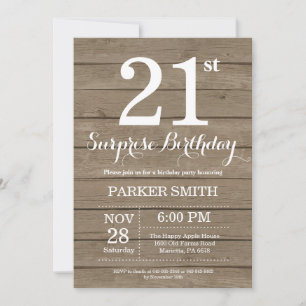 Rustic Surprise 21ème anniversaire Invitation